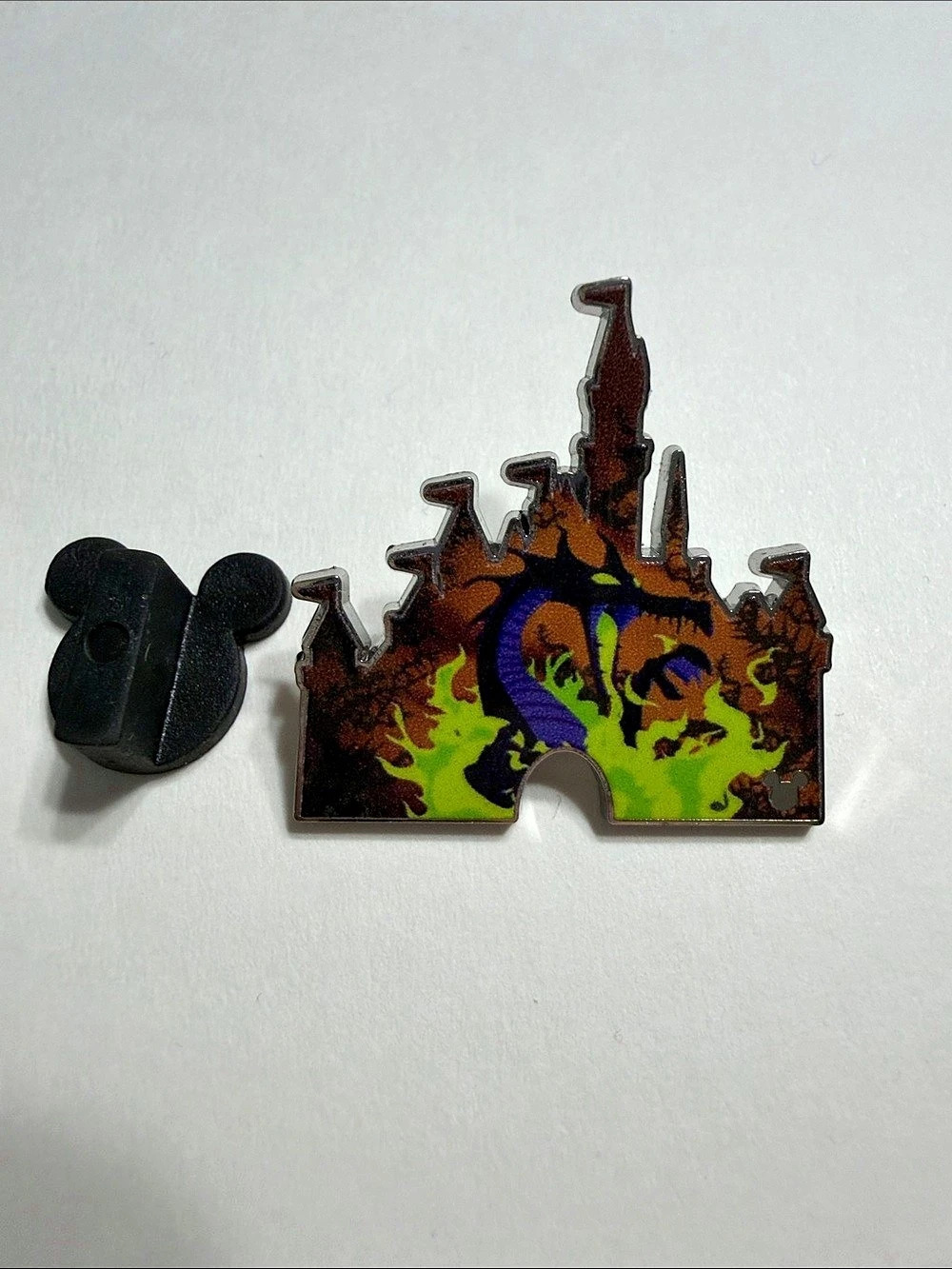 Disney Malificent dragon Castle Enamel Pin Green & Black